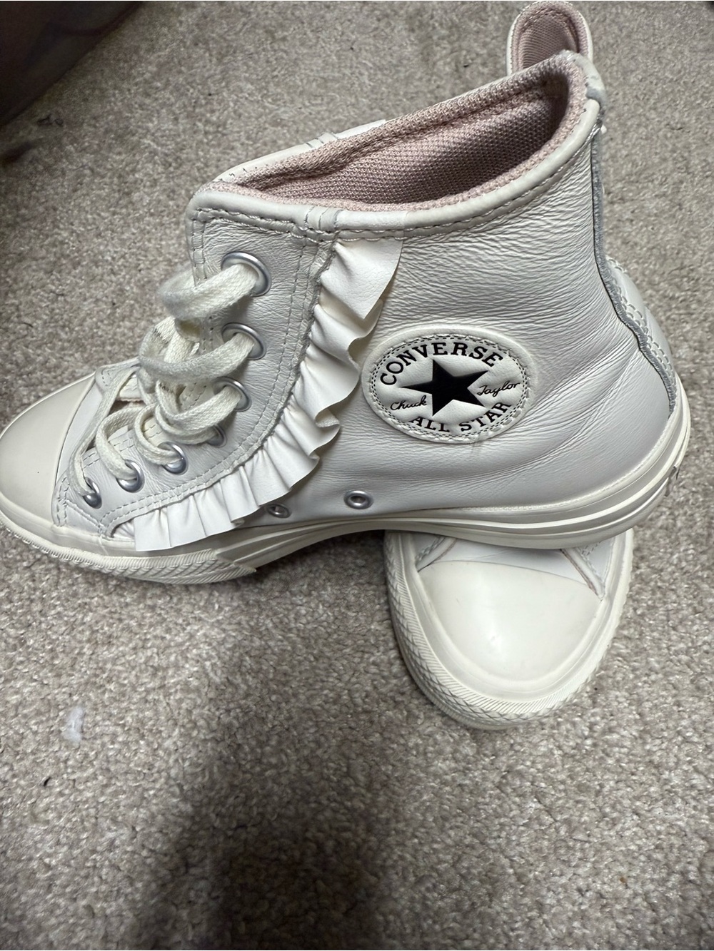 Converse Lift White High-Top Sneakers with Ruffles